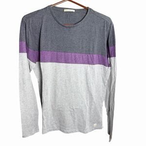 Marine Layer Jacob Stripe Tee Men's India Ink Natural L/S M Casual Preppy Prep